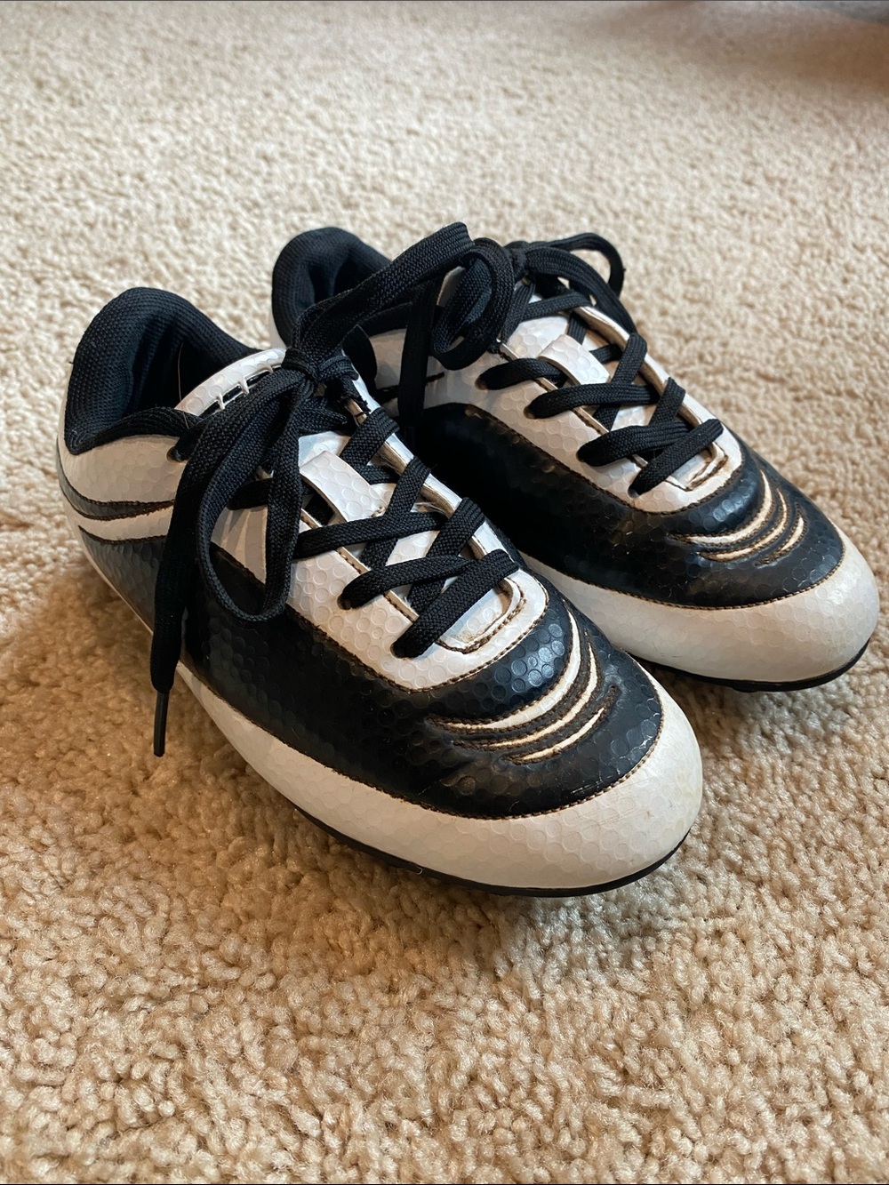 Kids Black and White Soccer Cleats